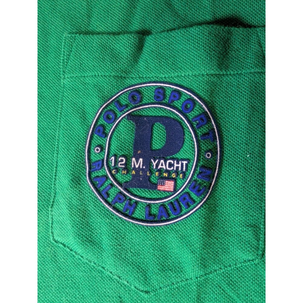 VTG Polo Sport Ralph Lauren 12MYacht Challenge Men's Polo Shirt Green XL 90s NWT